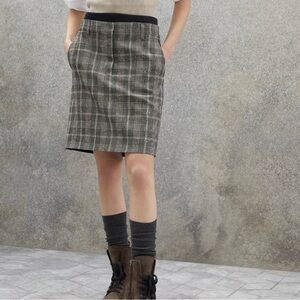 Brunello Cucinelli Sparkly Sequin Plaid Skirt with Elastic Waist